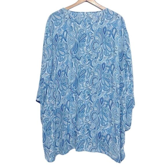 Catherines Blouse Woman’s Size 4X Faux Wrap Blue Paisley Lightweight Polyester - Picture 6 of 10